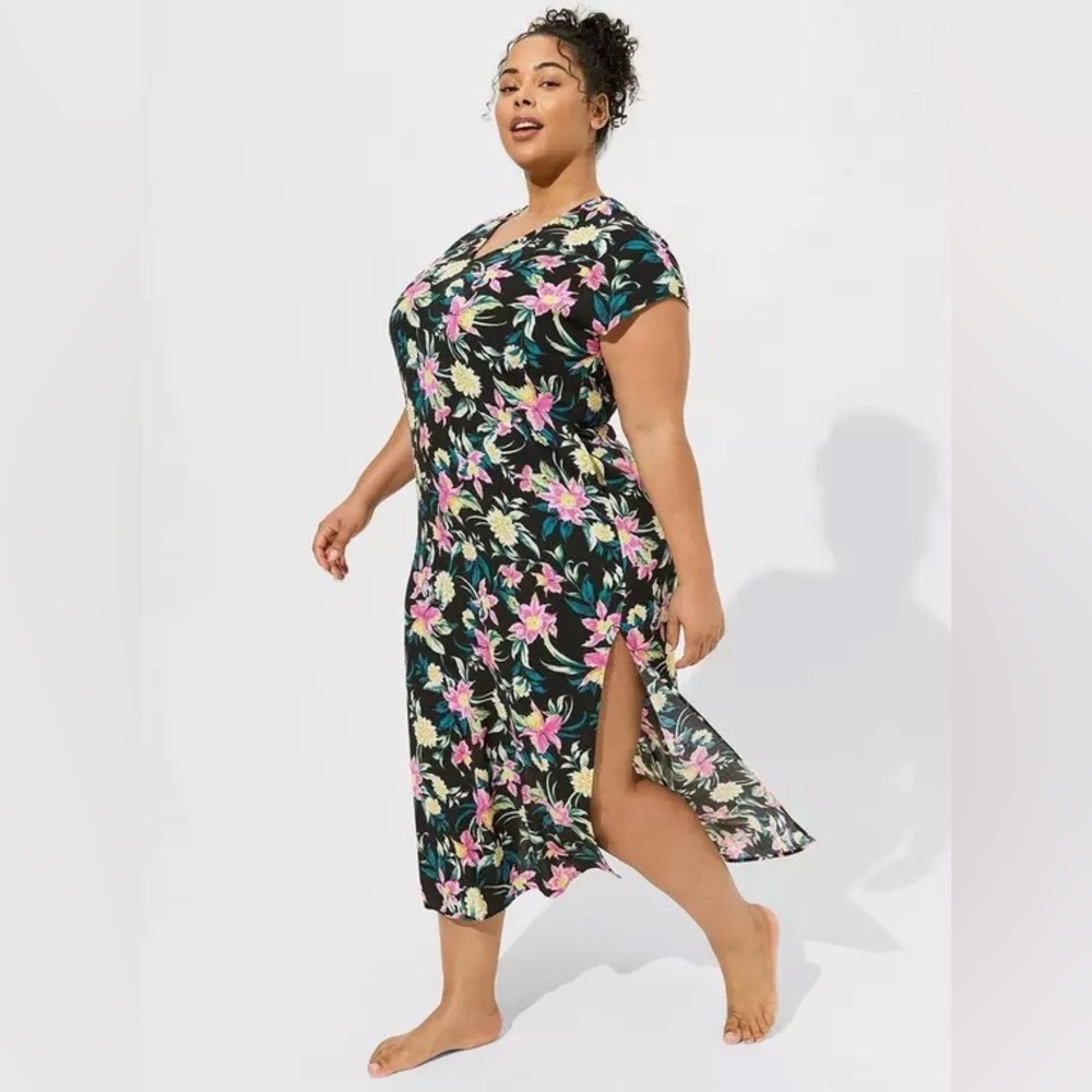 Torrid Maxi Washable Gauze Side Slits Caftan Cover-Up Dress Size 4X